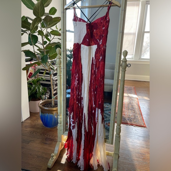 NWT Saaksha & Kinni Bandhandi Placement Print Micro Pleated Res Maxi Dress - Picture 7 of 11